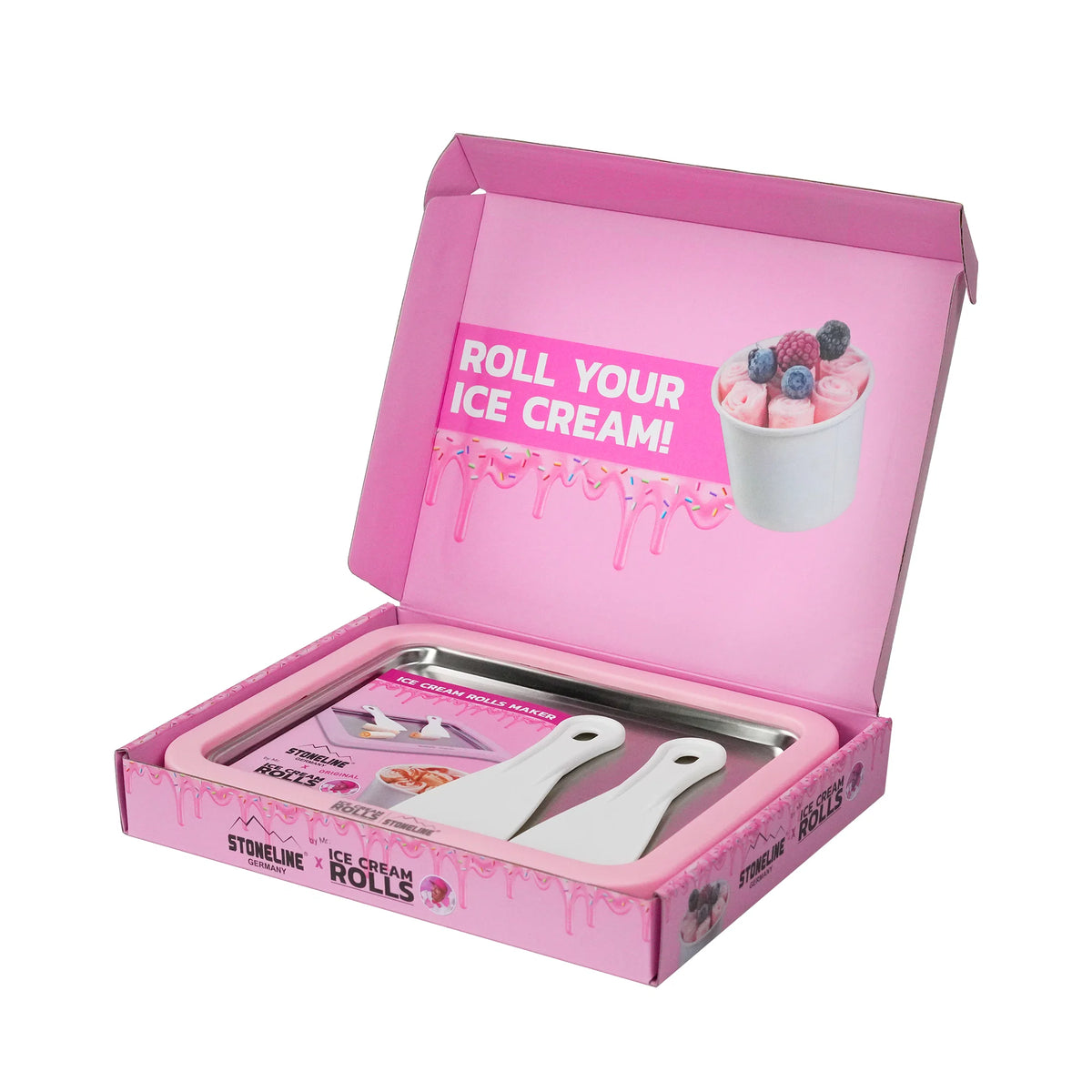 STONELINE® by Mr. Ice Cream Rolls Maker Eisplatte für Hausgemachte Eiscreme Speiseeis | Rosé