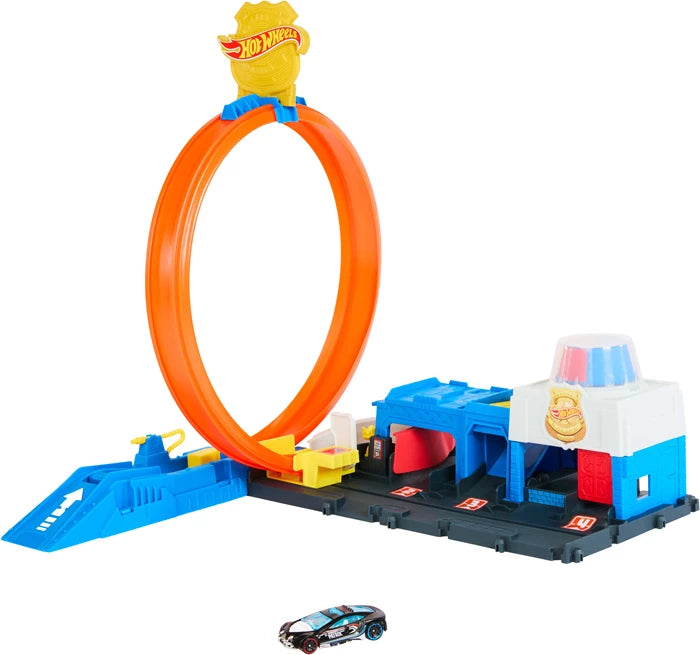 Hot Wheels City Super Polizeistation Spielset, Rampe, Looping, Polizeiauto