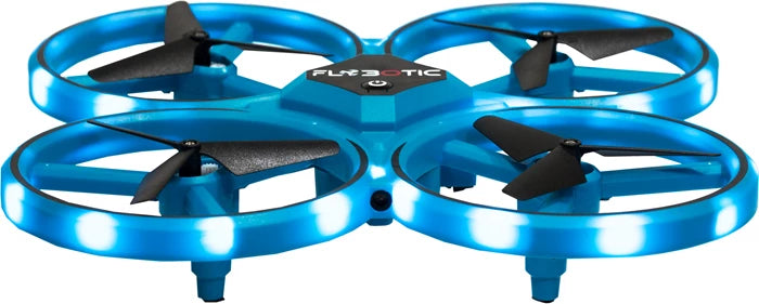 Flybotic Drohne Flashing blau 2.4 GHz ca. 15x15 cm, LED-Lichter, Batt. 3xAAA exkl., ab 8 Jahren