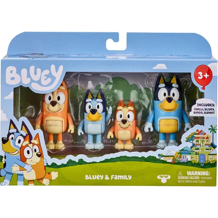 Bluey Figuren Viererpack Familie 4 bewegliche Figuren, ab 3 Jahren
