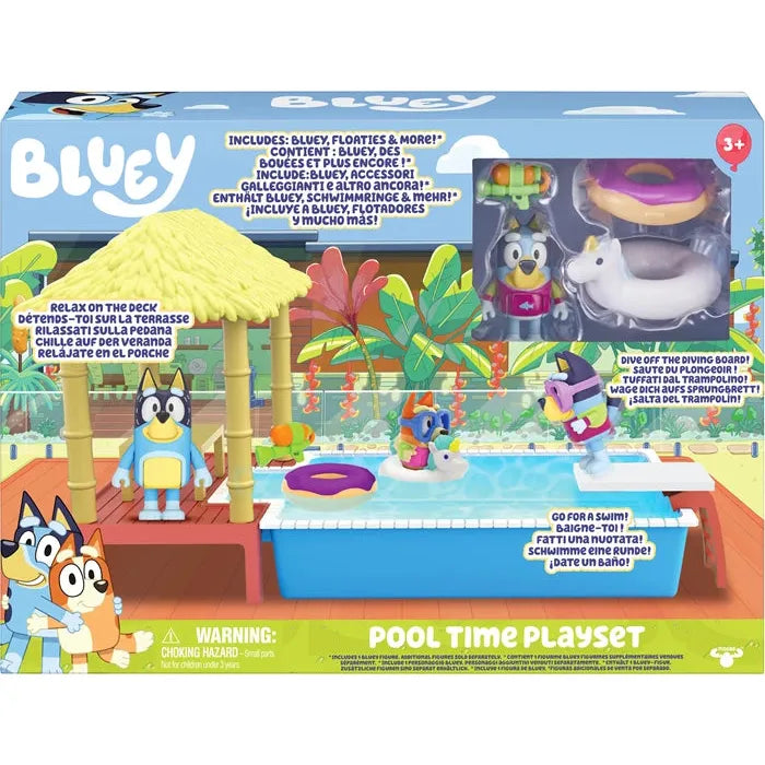 Bluey Pool Spielset Bluey-Figur, Sprungbrett, Zubehör, ab 3 Jahren