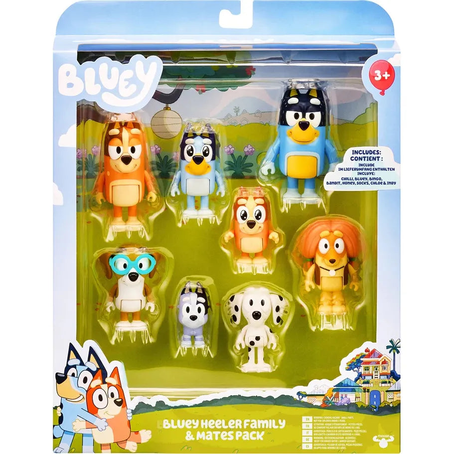 Bluey Figuren Achterpack 8 bewegliche Figuren, ab 3 Jahren