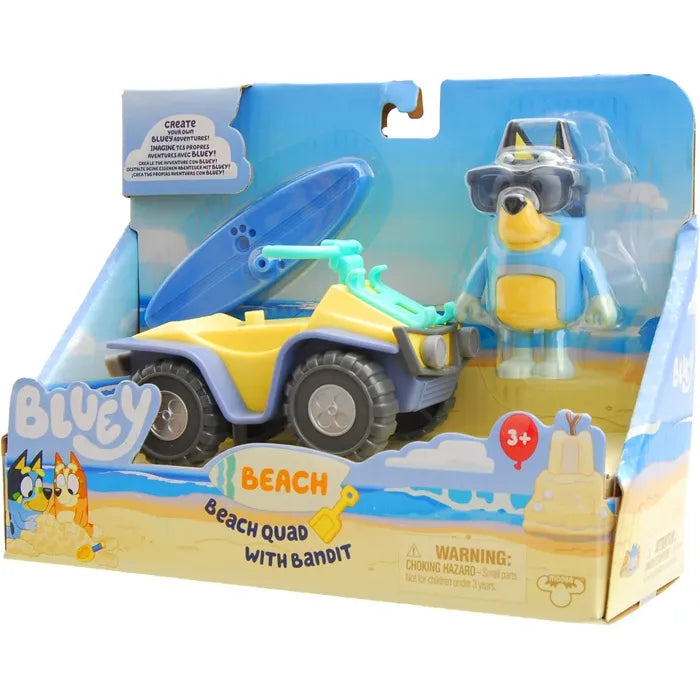 Bluey Strandbuggy Bandit-Figur, Fahrzeug, Surfbrett, ab 3 Jahren