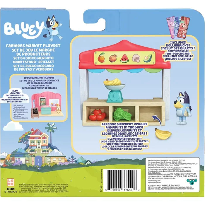Bluey Spielset Marktstand Bluey-Figur, Gemüsestand, Zubehör, ab 3 Jahren