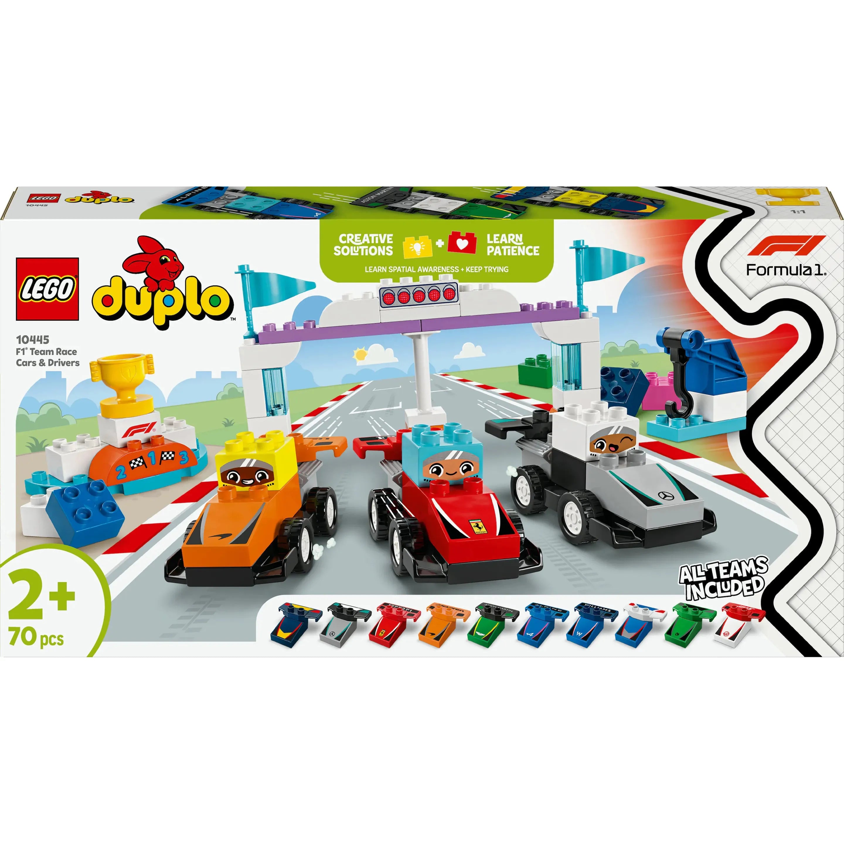 LEGO DUPLO F1 Team Rennautos mit Rennfahrern 10445