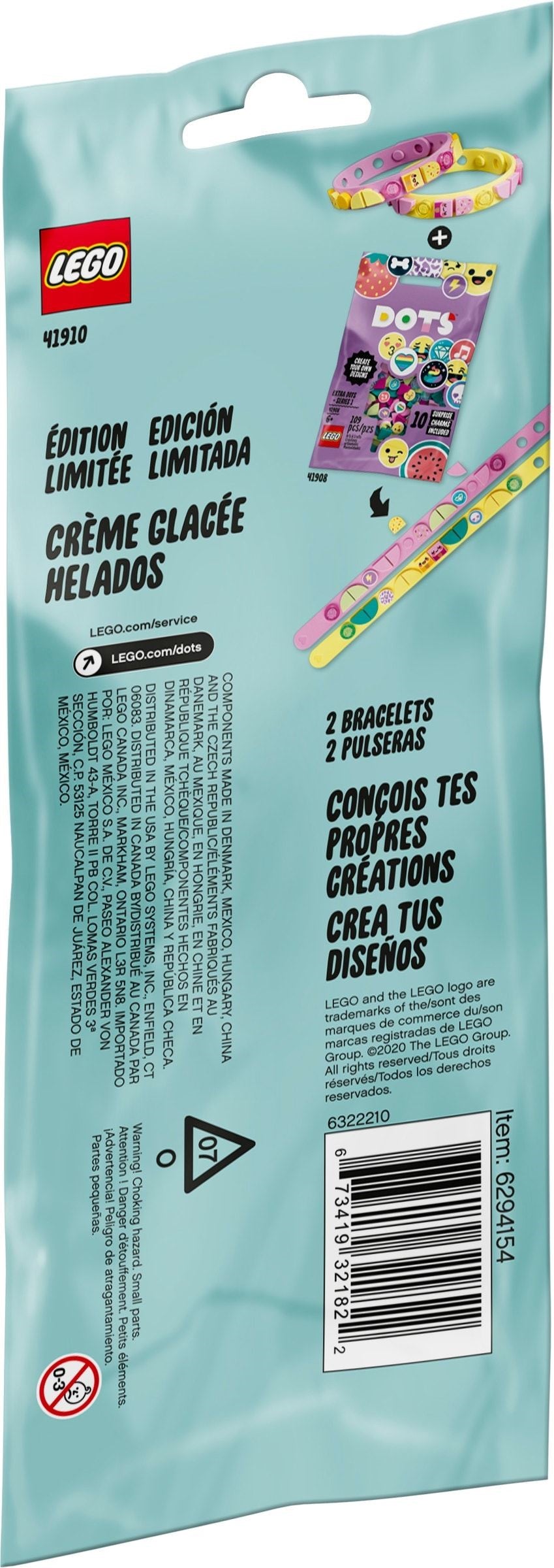 Bracelets d'amitié de crème glacée LEGO DOTS 41910