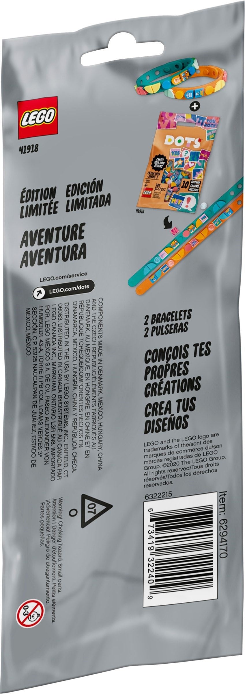 Bracelets d'amitié LEGO DOTS Adventure 41918
