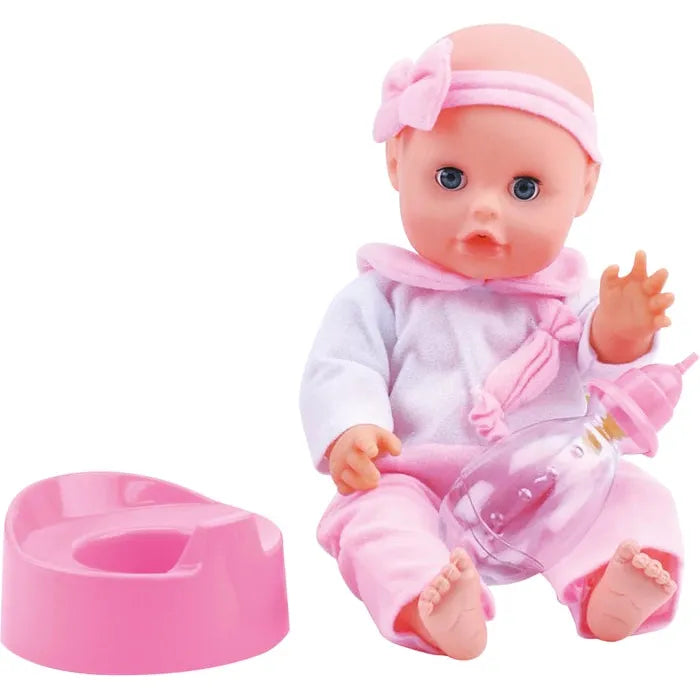 Damian Puppe 33 cm mit Töpfchen Puppe trinkt und geht aufs Töpfchen
