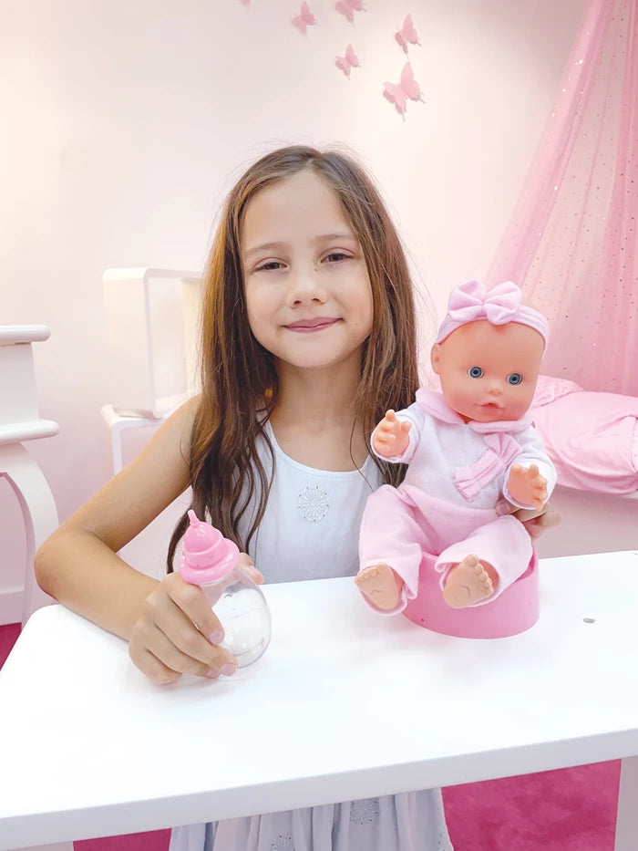 Damian Puppe 33 cm mit Töpfchen Puppe trinkt und geht aufs Töpfchen