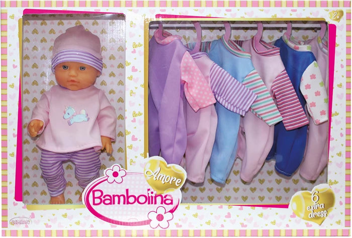 Dimian Puppe 30 cm plus 6 Kleider bekleidete Puppe
