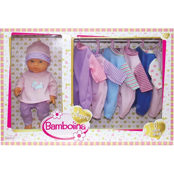 Dimian Puppe 30 cm plus 6 Kleider bekleidete Puppe