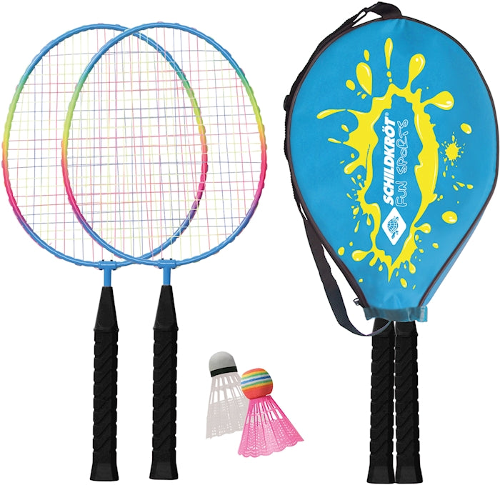 Federball Set Junior Kinderset, 2 Schläger, 2 Federbälle, Hülle, ab 6 J.