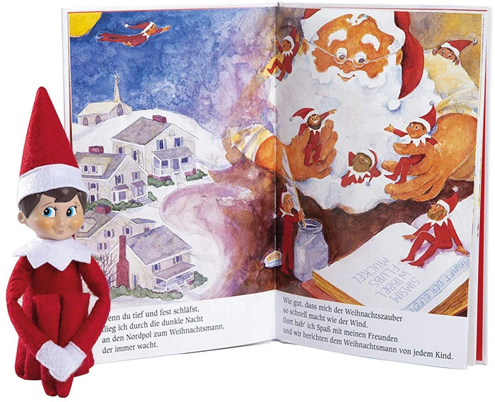 The Elf Junge mit Buch, d blaue Augen, Puppe 34 cm, illustriertes Buch
