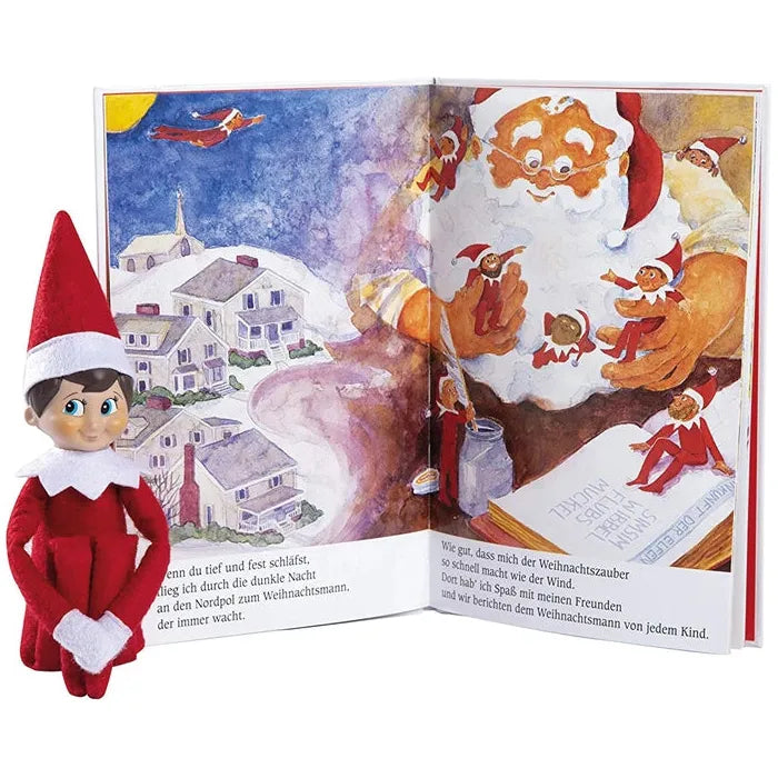 The Elf Junge mit Buch, d blaue Augen, Puppe 34 cm, illustriertes Buch
