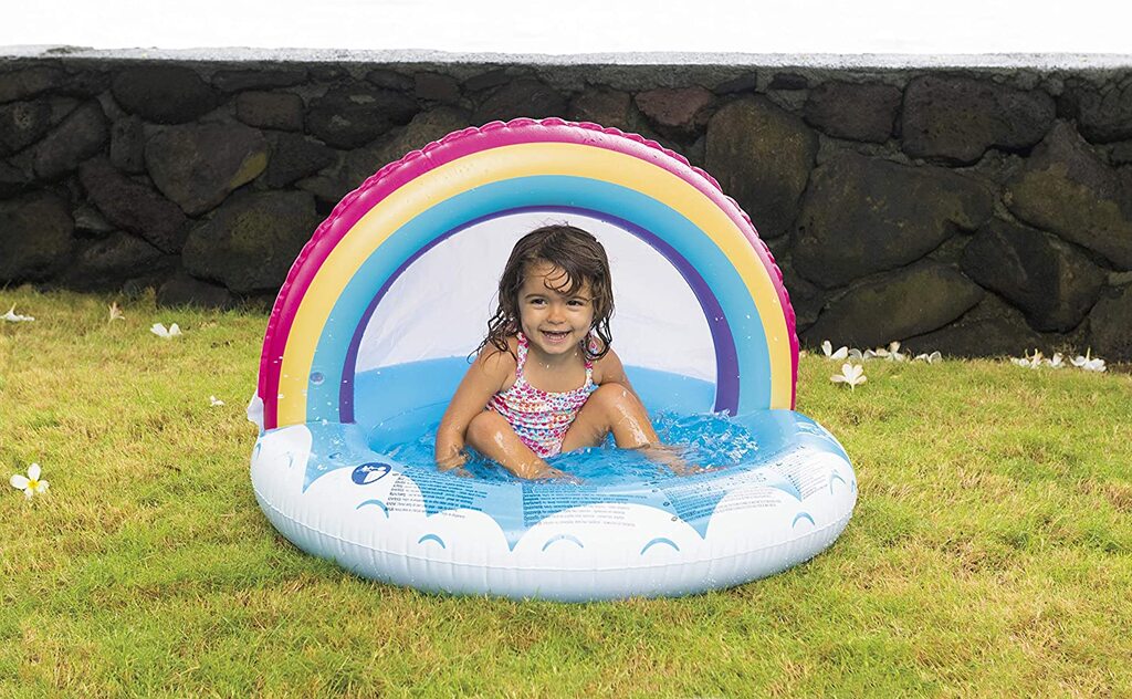 Jilong Kinderpool Regenbogen mit Sonnendach (⌀99cm × 64cm)