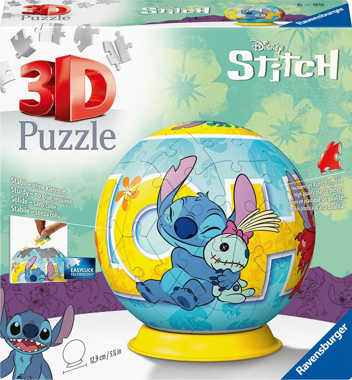 Boule puzzle Ravensburger 3D Disney Stitch 72 pièces