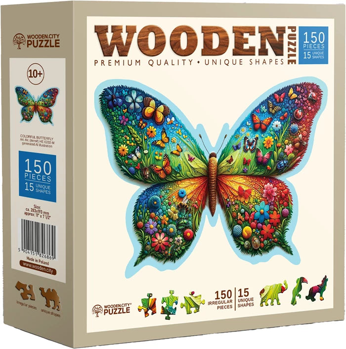 Wooden City Puzzle Holz M Colorful Butterfly