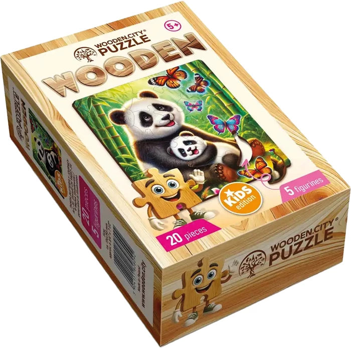 Wooden City Puzzle Holz Kinder Panda Butterfly Journey