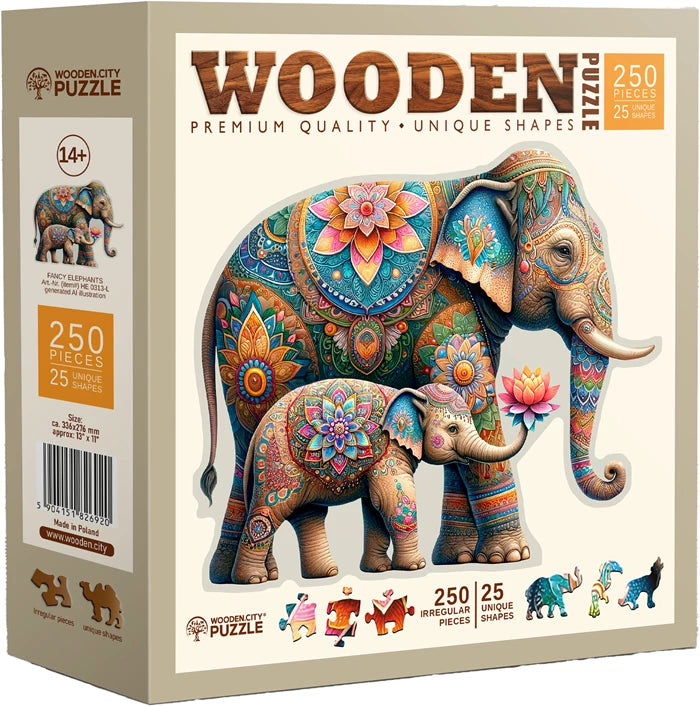 Wooden City Puzzle Holz L Fancy Elephants