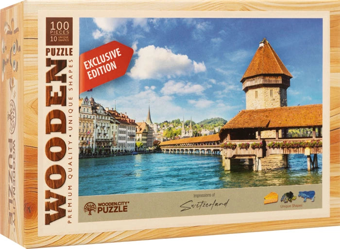 Wooden City Mini-Puzzle Holz Kapellbrücke