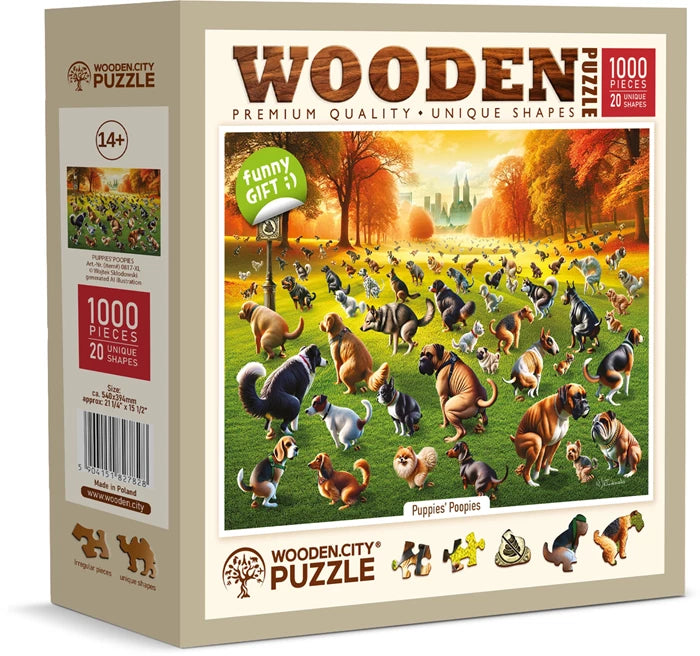 Wooden City Puzzle Holz XL Puppies Poopies