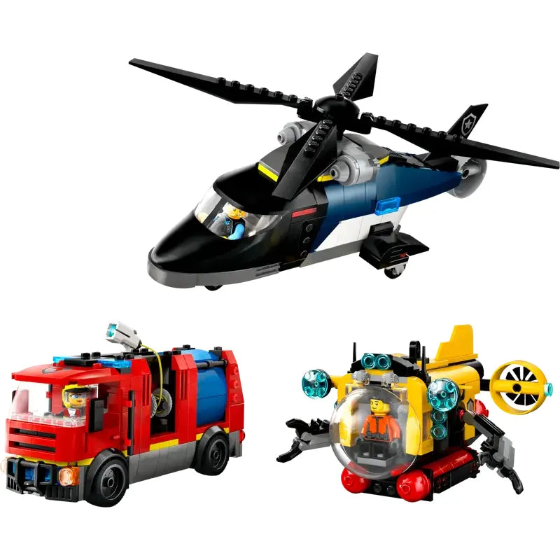 LEGO City Kombinationsset mit Hubschrauber, Löschauto und U-Boot 60462