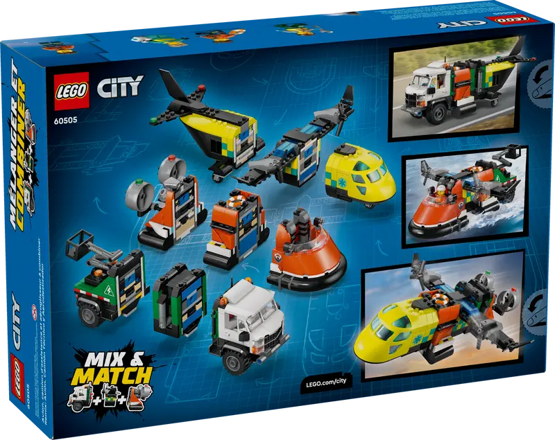 LEGO City Kombinationsset mit Flugzeug, Wartungsfahrzeug und Luftkissenboot 60505