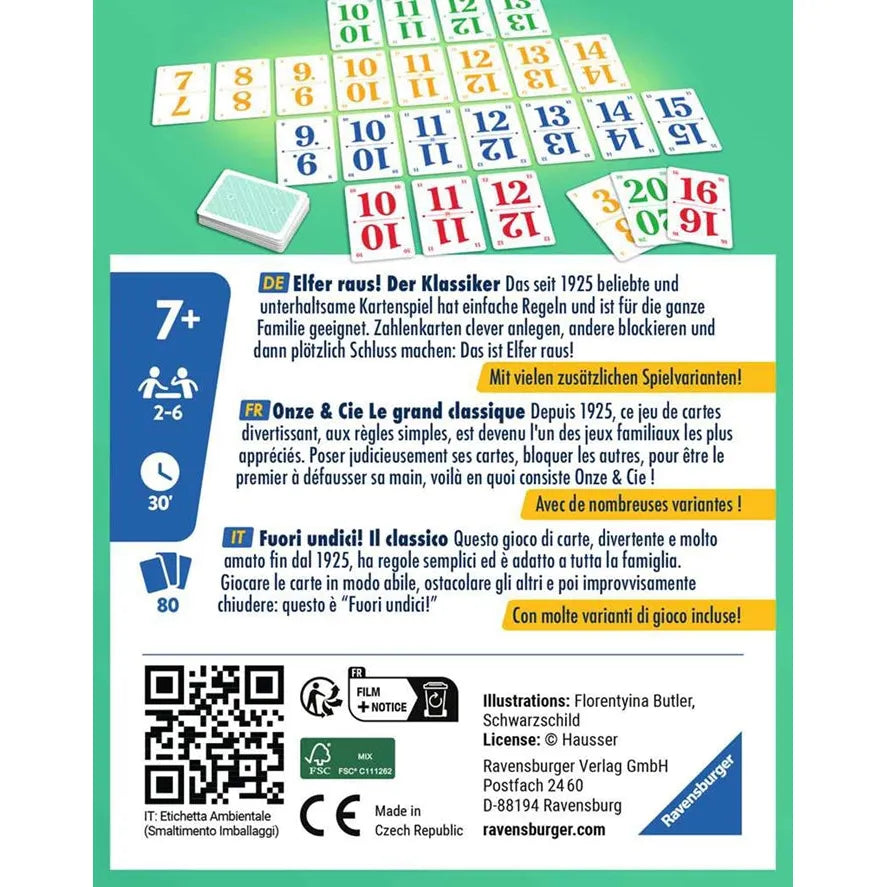 Elfer raus! d/f/i ab 7 Jahren, 2-6 Spieler, unterhaltsames Kartenspiel