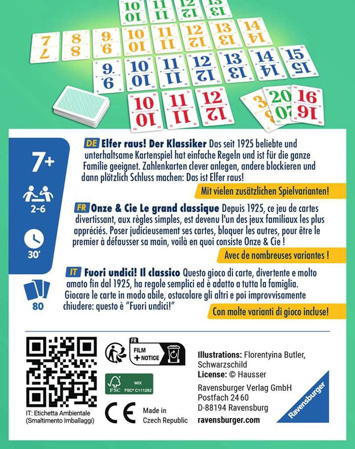 Elfer raus! d/f/i ab 7 Jahren, 2-6 Spieler, unterhaltsames Kartenspiel