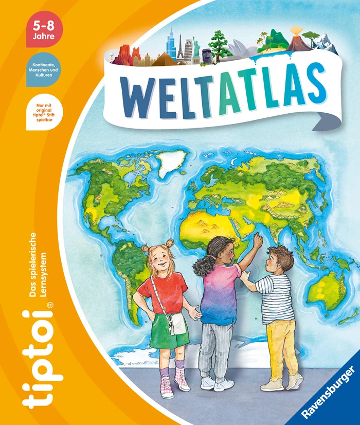 Tiptoi Buch Weltatlas (2024), d 24 Seiten, Spiralbindung, ohne Stift, ab 5 Jahren