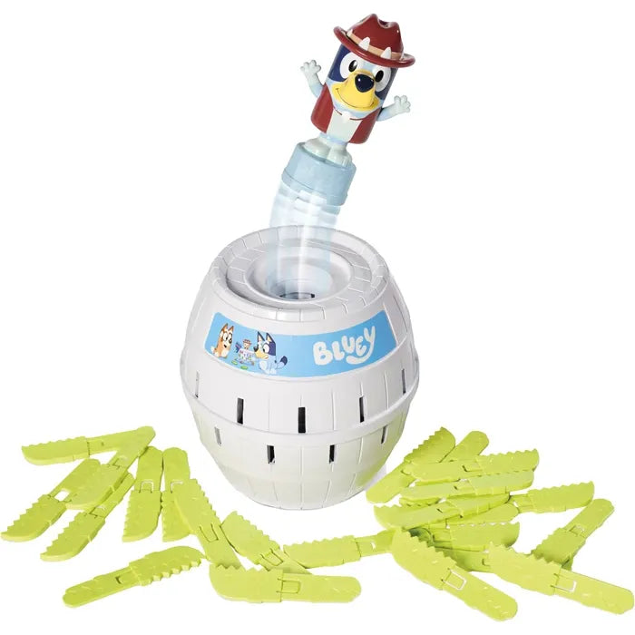 Tomy Games Pop up Bluey, d/f/i ab 4 Jahren, 2-4 Spieler, Actionspiel mit Bluey