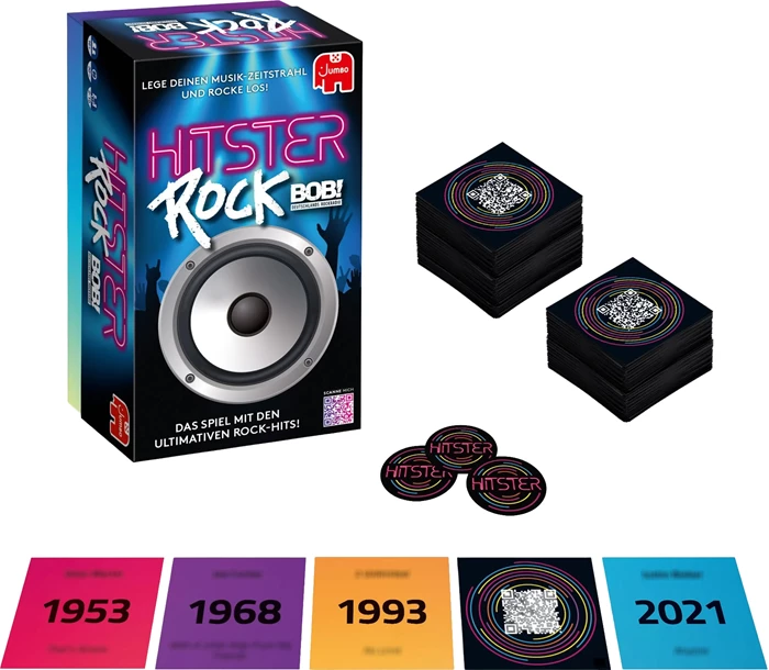 Hitster Rock, d ab 16 Jahren, 2-10 Spieler, Musik-Kartenspiel mit App