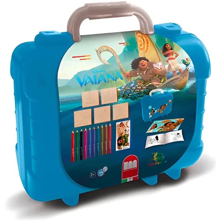 Multiprint Bastelkoffer Vaiana 19 Teile 5 Stempel, 10 Bunstifte, Malbuch, Sticker, ab 3 Jahren