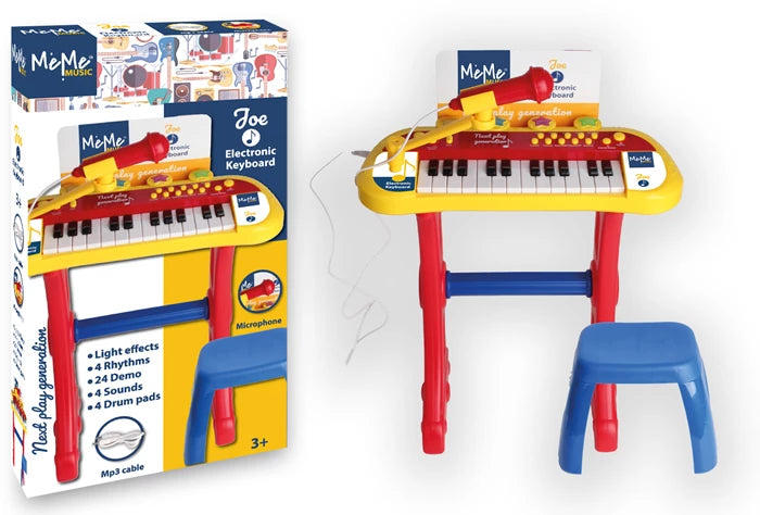 Keyboard Joe mit Stuhl und Mikrofon