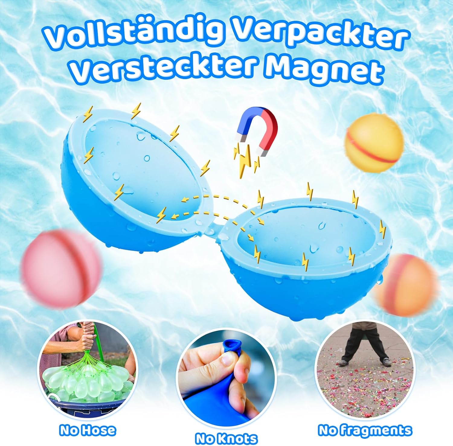 Wiederverwendbare Wasserbomben 6 Stück & 1 Mesh Bag
