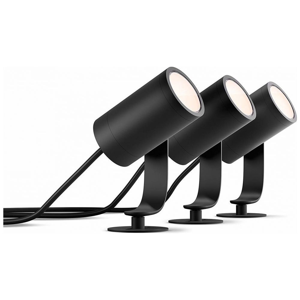 Philips Hue White & Color Ambiance - Lily Outdoor Gartenleuchte 3x 1er-Spot, Basis-Set, Schwarz