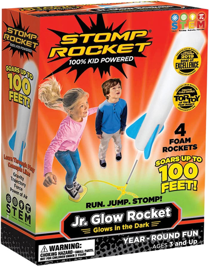 Stomp Rocket Jr. Glow 4 Raketen aus Schaumstoff, leuchten im Dunkeln, ab 3 Jahren