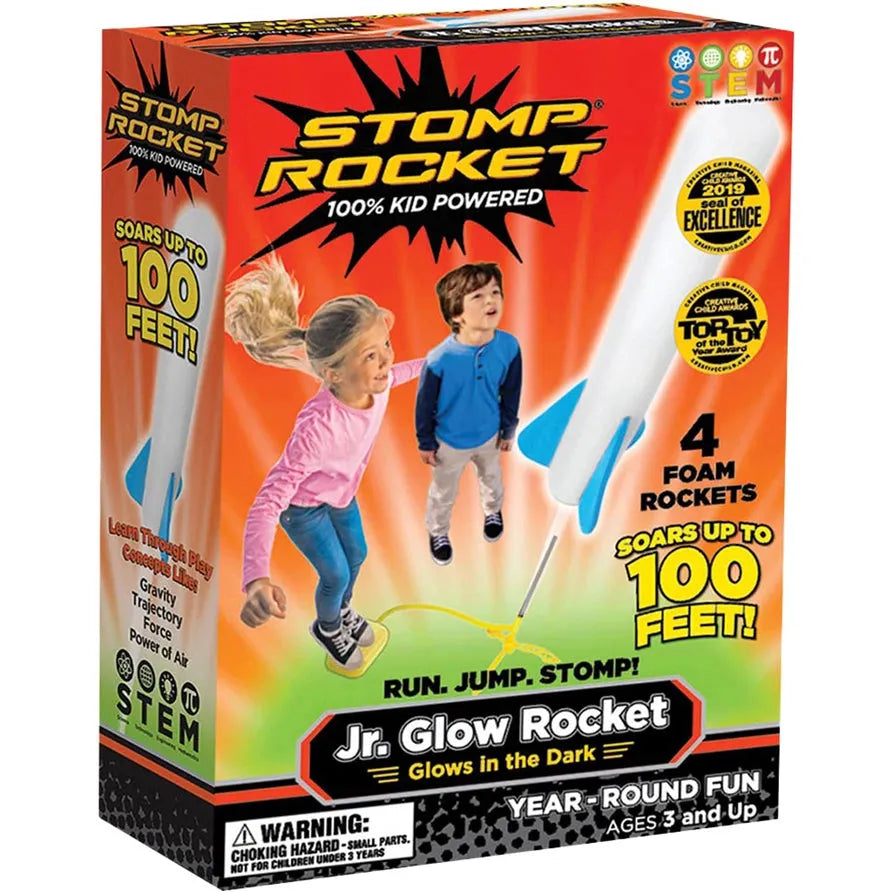 Stomp Rocket Jr. Glow 4 Raketen aus Schaumstoff, leuchten im Dunkeln, ab 3 Jahren