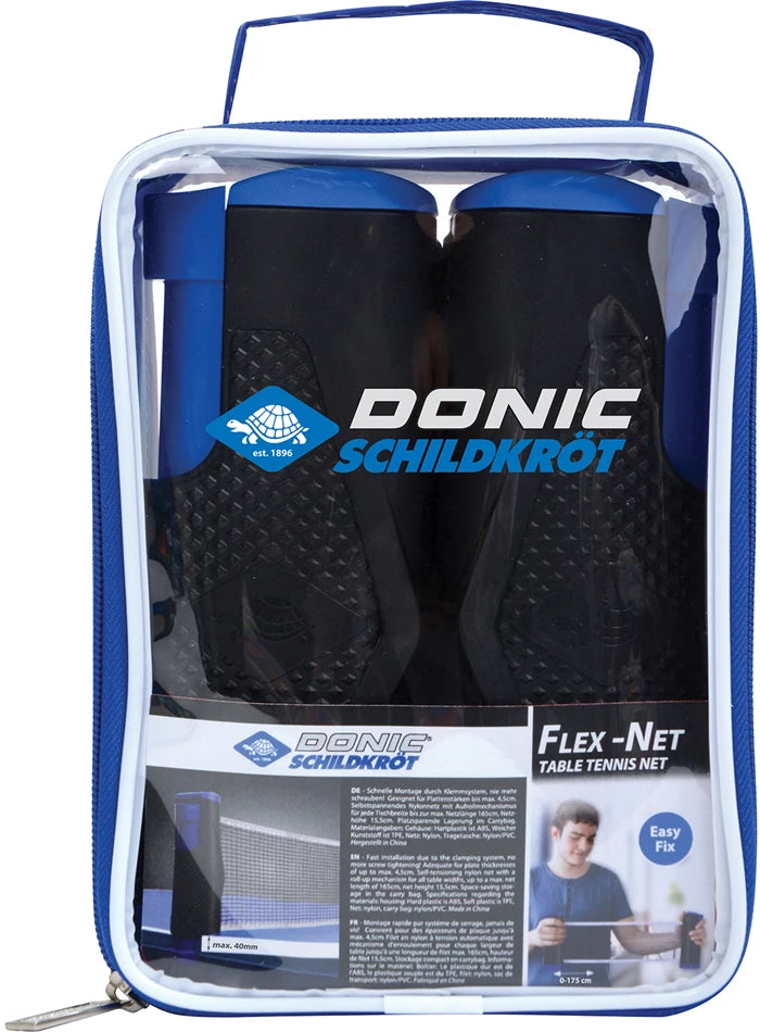 Donic Schildkröt Tischtennis Netz Flexnet Garn. Garnitur, Nylonnetz mit Aufroll- mechanismus, wetterfest