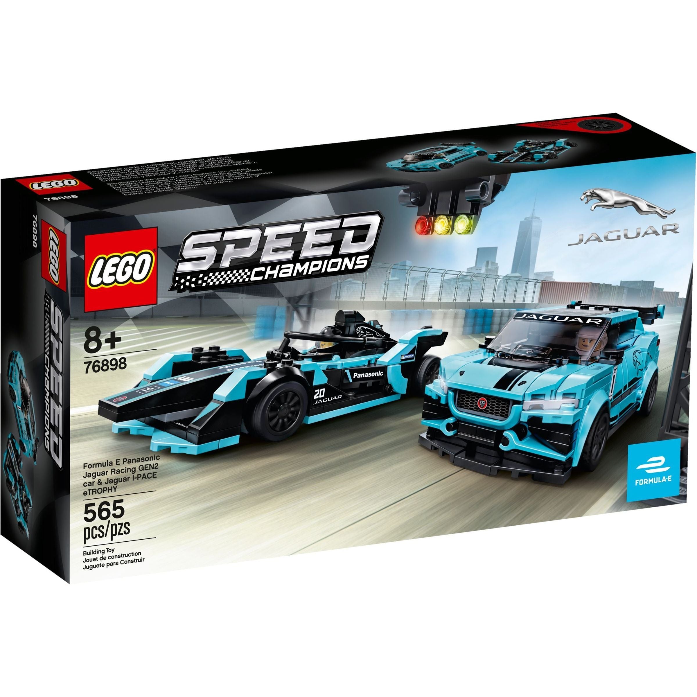 LEGO Speed Champions Formula E Panasonic Jaguar Racing GEN2 car & Jaguar I-PACE eTROPHY 76898