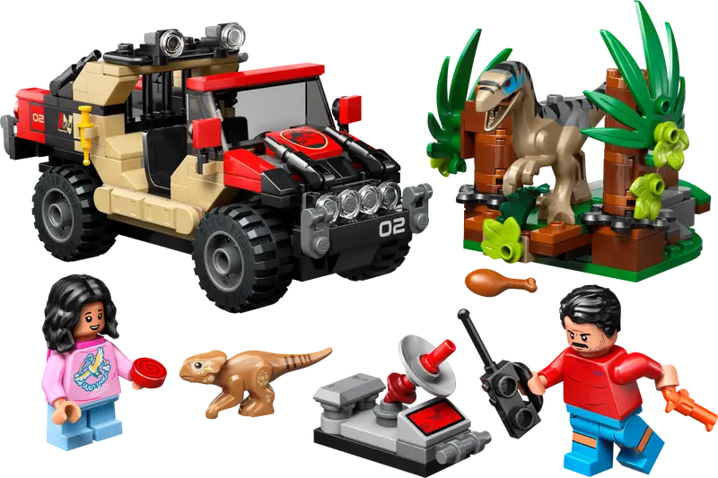 LEGO Jurassic Park Raptor: Verfolgungsjagd mit dem Geländewagen 76972