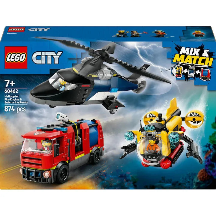 LEGO City Kombinationsset mit Hubschrauber, Löschauto und U-Boot 60462