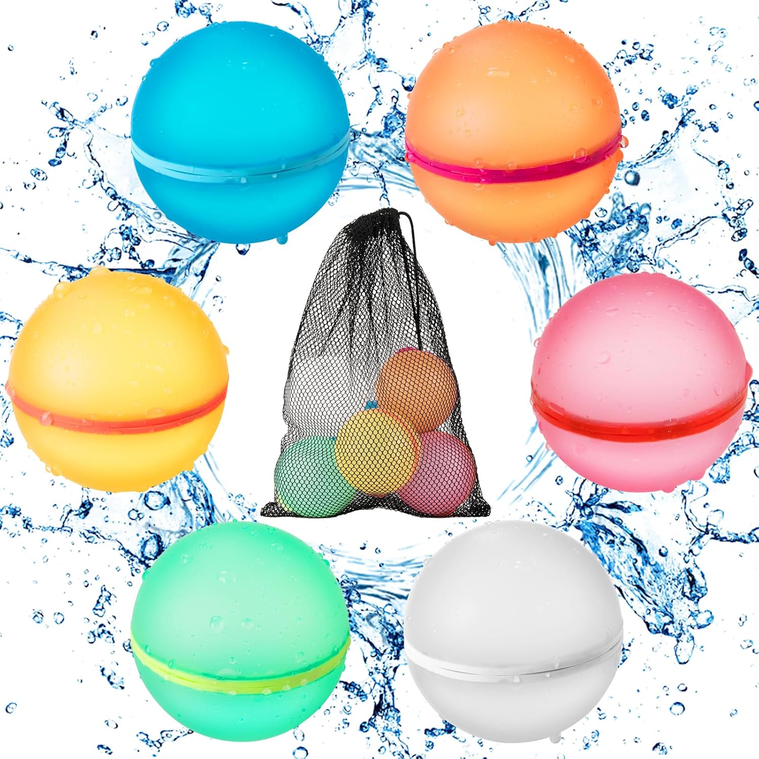 Wiederverwendbare Wasserbomben 6 Stück & 1 Mesh Bag