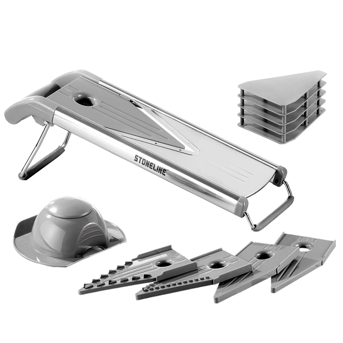 STONELINE® Gemüseschneider 9-teilig, Gemüsehobel Obst Gemüse | V-Hobel 5 Schnittarten