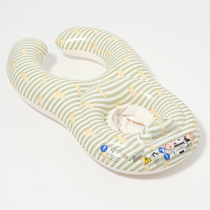 Sunnylife Schwimmender Babysitz EU Duck Sage Stripe