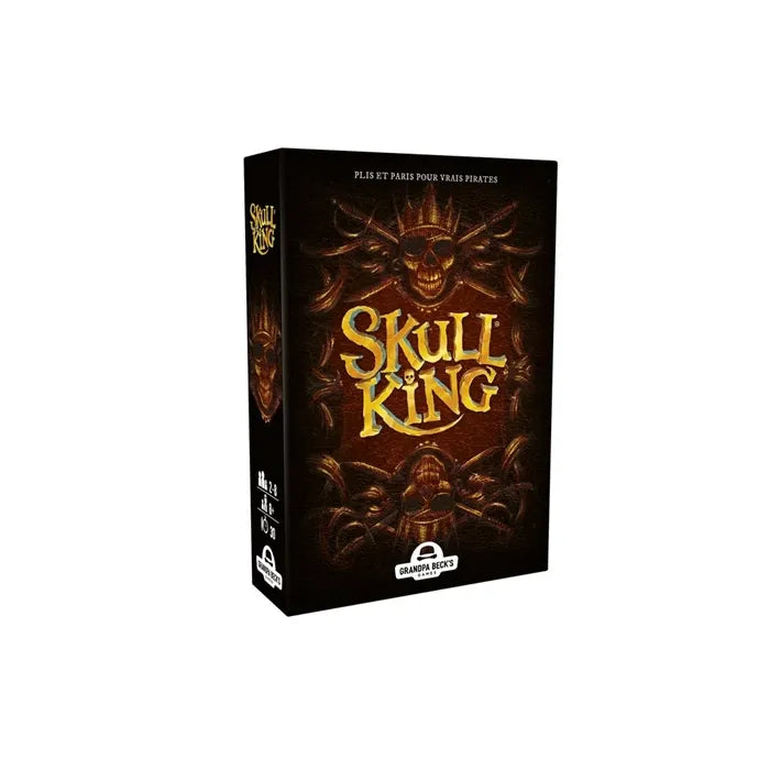 Kartenspiel Skull King in französischer Version mit strategischem Design in dunklen Farben und Goldakzenten