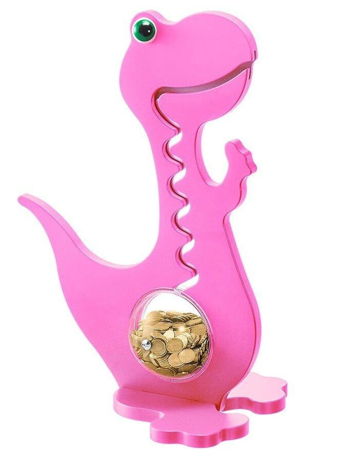 BigBellyBank Rosa einfarbige Kugelbahn-Spardose Dino aus Holz 60cm