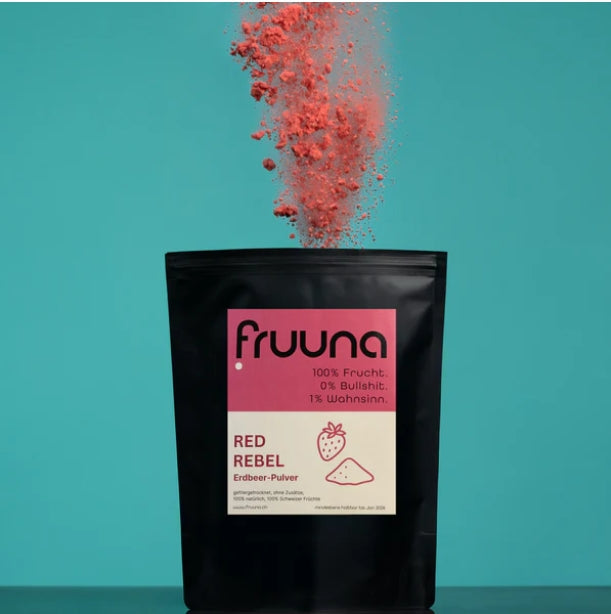 Fruuna Rote Rebellen: gefriergetrocknete Schweizer Erdbeeren als Pulver, 200g