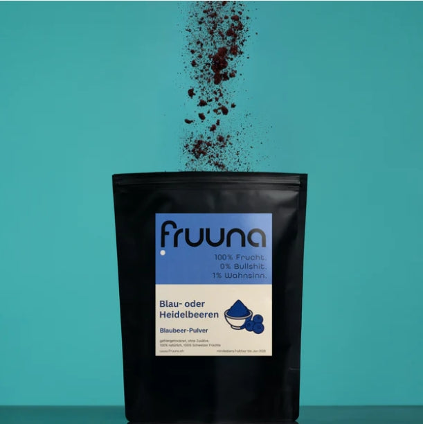 Fruuna Blaue Power: gefriergetrocknete Schweizer Blau- oder Heidelbeeren als Pulver, 180g