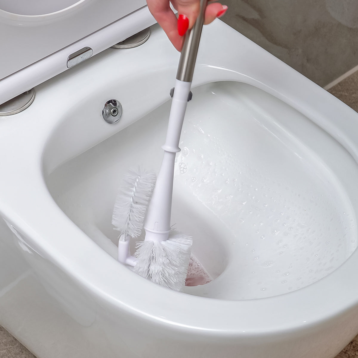 CREaCLEAN CLARISSA WC Bürste – mit Randreiniger in Chrom-Optik